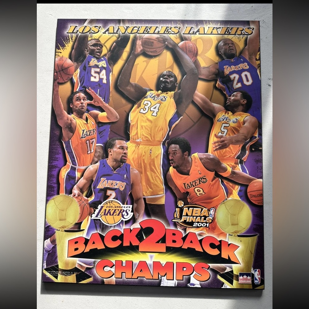Los Angeles Lakers 2001 back to back board sign. Mint